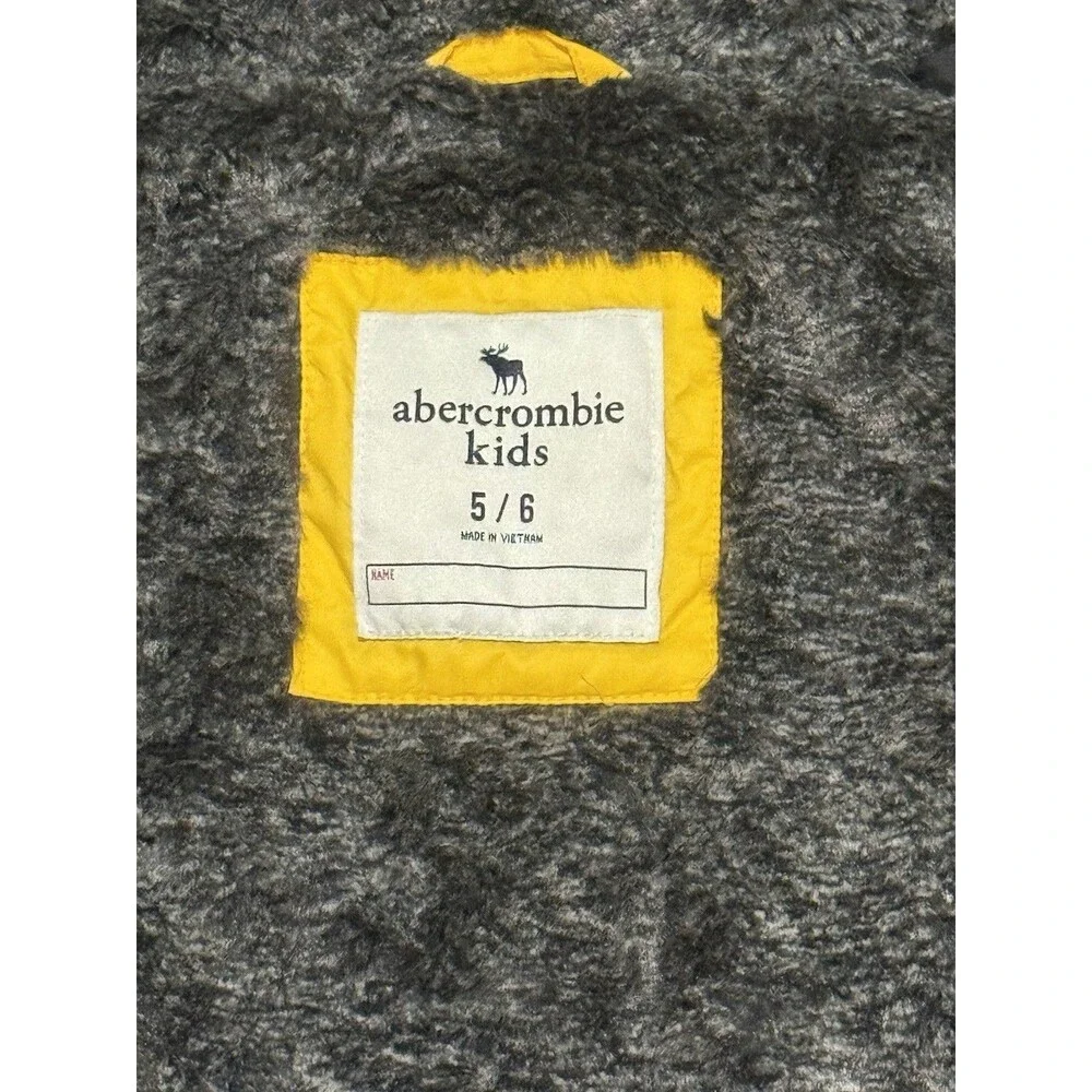 Abercrombie Kids Yellow Puffer Jacket Faux Fur Lined Hooded Size 5/6 Kids